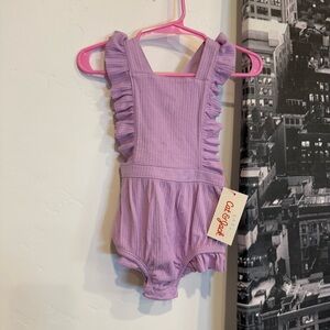 NWT Cat & Jack Baby Purple Ribbed Ruffle Romper | 6-9 Months